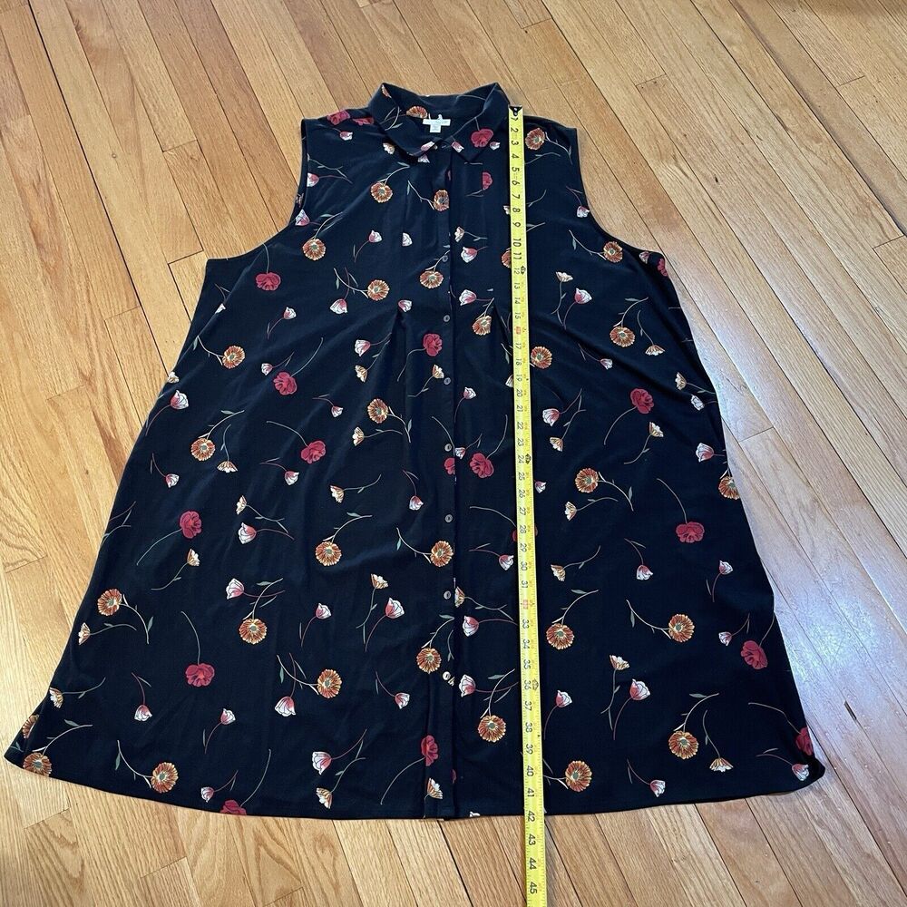 J. Jill Women Jersey Sleeveless Shirt Dress Plus Size 4X Black Floral NEW NO TAG - Picture 6 of 14